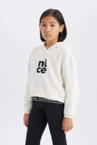 DeFacto Relax Fit Hooded Printed Sweatshirt Girl - Image 5