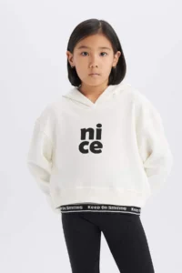 DeFacto Relax Fit Hooded Printed Sweatshirt Girl - Image 6