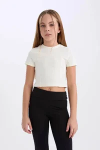 DeFacto Slim Fit Narrow Cut Crew Neck Short Sleeve T-Shirt Girl