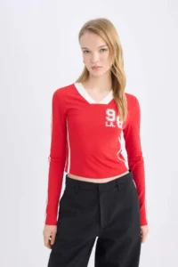 DeFacto Fitted Back Printed Long Sleeve T-Shirt - Image 3