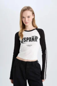 DeFacto Fitted Ribbed Camisole Long Sleeve T-Shirt - Image 3