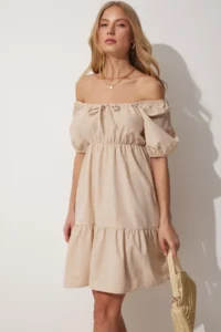 Happiness İstanbul Shirred Yaka flared Poplin Dress - Image 2