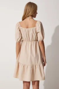 Happiness İstanbul Shirred Yaka flared Poplin Dress - Image 5