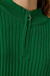 Happiness İstanbul Women Green Ribbed Oversized Knit Dress - Image 4