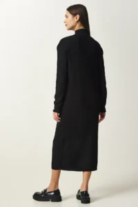Happiness İstanbul Women's Black Button Detailed Corduroy Knitwear Dress - Image 5