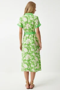 Happiness İstanbul Women's Vibrant Green Floral Summer Slim Viscose Dress - Image 6