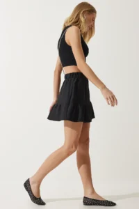 Happiness İstanbul Women Black Mini with flywheel Skirt - Image 4