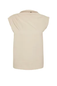 TRENDYOLMİLLA Stone Boat Neck Zero Sleeve Shirred Knitting T-Shirt - Image 7