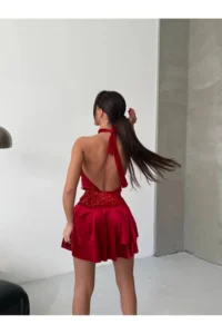 Cool & Sexy Waist Sequin Detay Velvet Mini Dress Rejection - Image 3