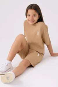 US Polo Assn. U.s. Polo Shirt Assn Girls' Burgundy Bermuda Set - Image 3