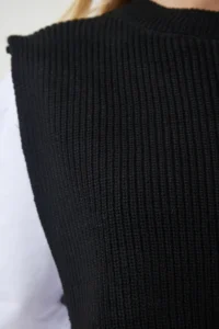 Happiness İstanbul Women Black Sweater Knitting T-Shirt - Image 5