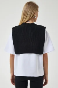 Happiness İstanbul Women Black Sweater Knitting T-Shirt - Image 6