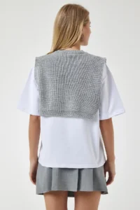 Happiness İstanbul Women Gray Sweater Knitting T-Shirt - Image 7