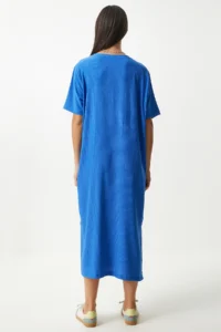 Happiness İstanbul Women Blue Bol LONG Daily Knitting Dress - Image 4