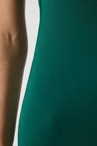 Happiness İstanbul Women's Dark Green Rope Strap Slit Saran Sandy Dress - Image 4