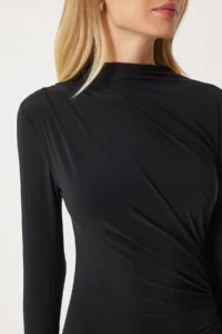 Happiness İstanbul Women Black Shirred Saran Sandy Dress - Image 6