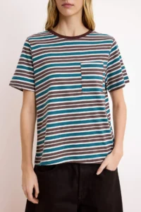 TRENDYOLMİLLA Multicolored Regular/Normal Pattern Short Sleeve Soild 100% Cotton Knitting T-Shirt - Image 3