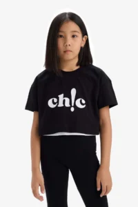 DeFacto Crew Neck Printed Short Sleeve T-Shirt Girl Child