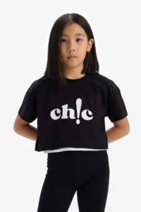 DeFacto Crew Neck Printed Short Sleeve T-Shirt Girl Child - Image 3