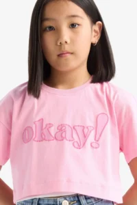 DeFacto Crew Neck Printed Short Sleeve T-Shirt Girl Child - Image 3