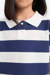 DeFacto Relax Fit Striped Short Sleeve Polo T-Shirt Girls - Image 5
