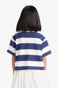 DeFacto Relax Fit Striped Short Sleeve Polo T-Shirt Girls - Image 6