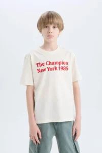 DeFacto Crew Neck Printed Short Sleeve T-Shirt Boy - Image 4