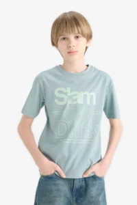 DeFacto Crew Neck Printed Short Sleeve T-Shirt Boy - Image 4