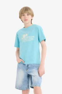DeFacto Crew Neck Printed Short Sleeve T-Shirt Boy - Image 3