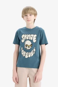 DeFacto Crew Neck Printed Short Sleeve T-Shirt Boy - Image 3
