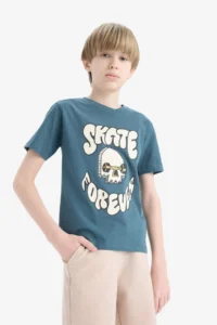 DeFacto Crew Neck Printed Short Sleeve T-Shirt Boy - Image 4
