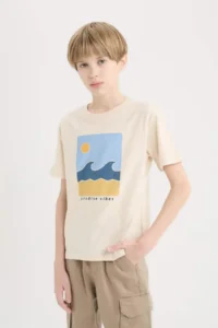 DeFacto Crew Neck Printed Short Sleeve T-Shirt Boy - Image 6