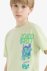 DeFacto Crew Neck Printed Short Sleeve T-Shirt Boy - Image 4