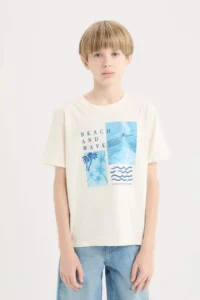 DeFacto Crew Neck Printed Short Sleeve T-Shirt Boy - Image 3