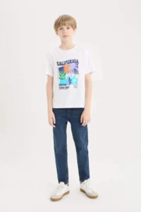 DeFacto Crew Neck Printed Short Sleeve T-Shirt Boy - Image 2
