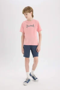 DeFacto Crew Neck Back Printed Short Sleeve T-Shirt Boy - Image 2