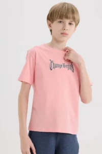 DeFacto Crew Neck Back Printed Short Sleeve T-Shirt Boy - Image 4