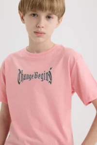 DeFacto Crew Neck Back Printed Short Sleeve T-Shirt Boy - Image 5