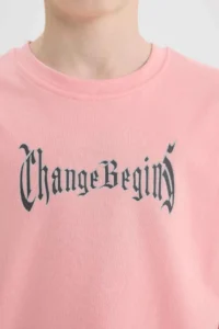 DeFacto Crew Neck Back Printed Short Sleeve T-Shirt Boy - Image 6