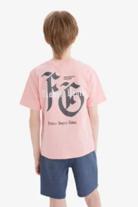 DeFacto Crew Neck Back Printed Short Sleeve T-Shirt Boy - Image 7
