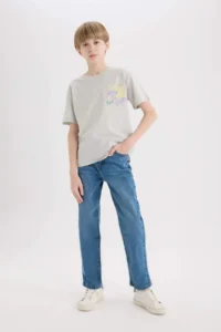 DeFacto Crew Neck Back Printed Short Sleeve T-Shirt Boy - Image 2