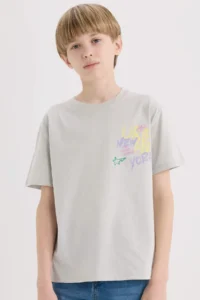 DeFacto Crew Neck Back Printed Short Sleeve T-Shirt Boy - Image 3