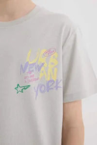 DeFacto Crew Neck Back Printed Short Sleeve T-Shirt Boy - Image 6