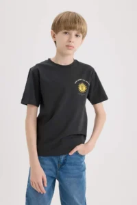DeFacto Crew Neck Printed Short Sleeve T-Shirt Boy - Image 3