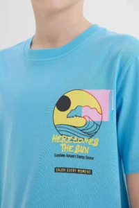 DeFacto Crew Neck Printed Short Sleeve T-Shirt Boy - Image 8