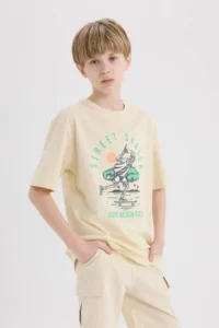 DeFacto Crew Neck Printed Short Sleeve T-Shirt Boy - Image 3