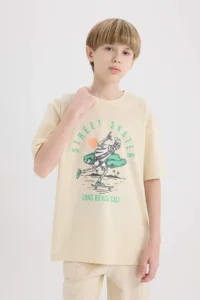 DeFacto Crew Neck Printed Short Sleeve T-Shirt Boy - Image 4