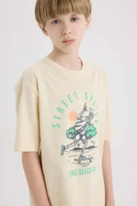 DeFacto Crew Neck Printed Short Sleeve T-Shirt Boy - Image 5