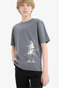 DeFacto Crew Neck Printed Short Sleeve T-Shirt Boy - Image 4