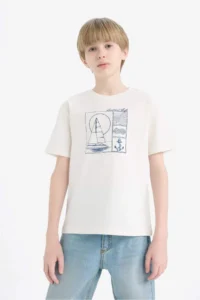 DeFacto Crew Neck Printed Short Sleeve T-Shirt Boy